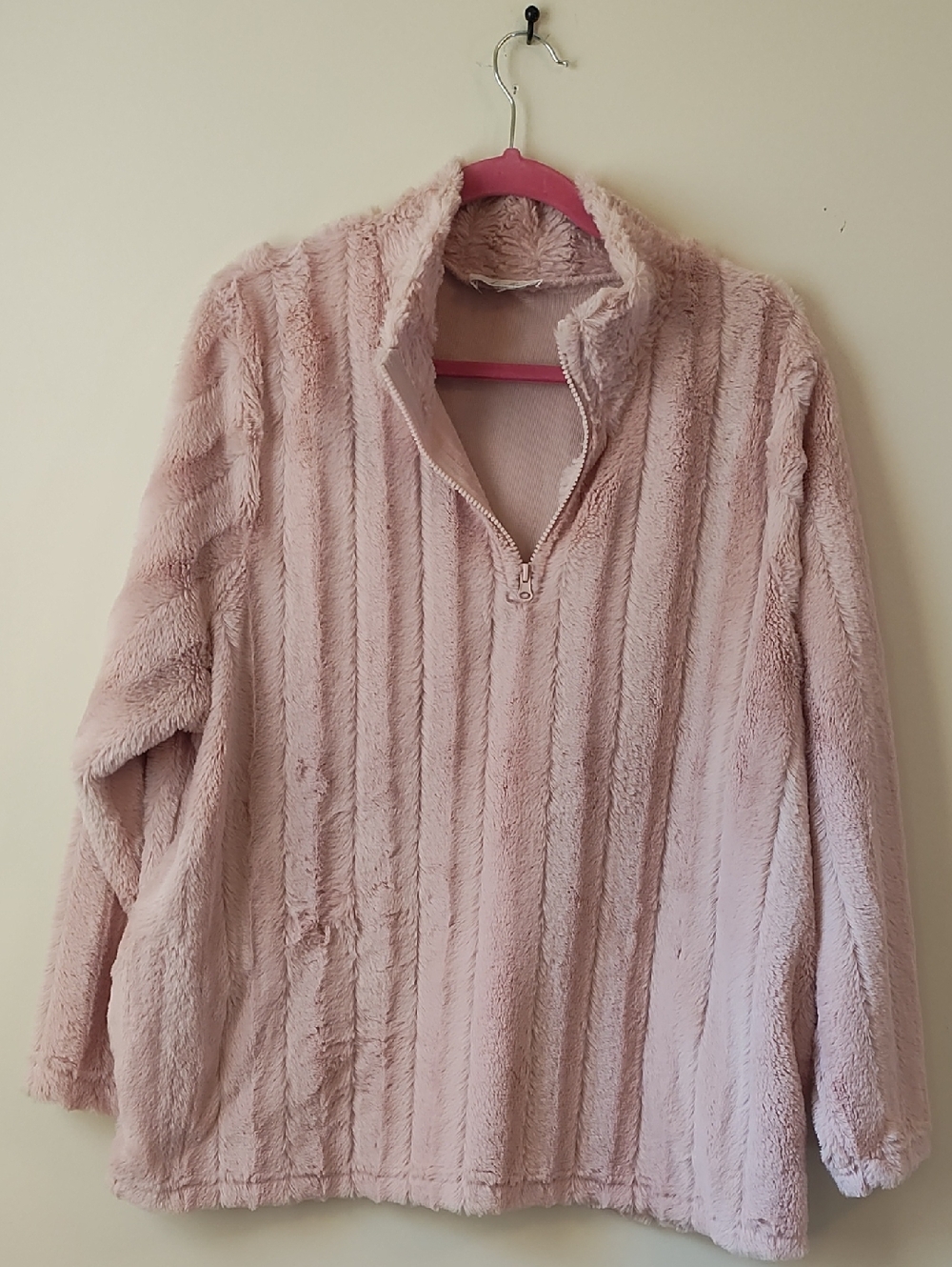 Cozy Plush Quarter-Zip Pullover - Dusty Pink